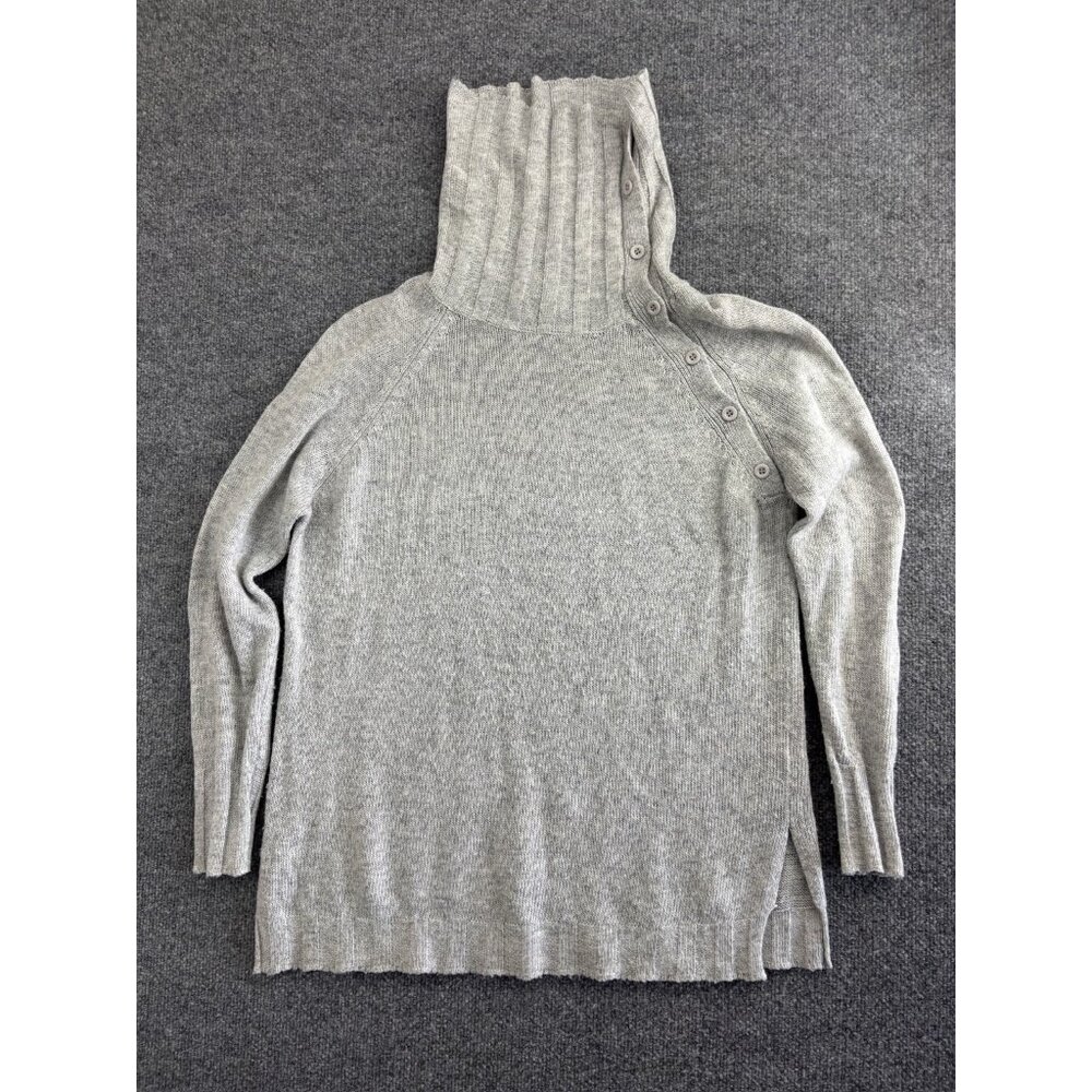 Lumiere‎ Pullover Sweater Women's Large Gray Turtleneck Button Angora Blend